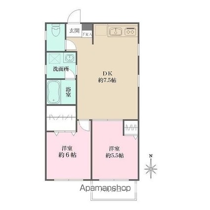 藤マンション[2DK/45.9m2]の間取図
