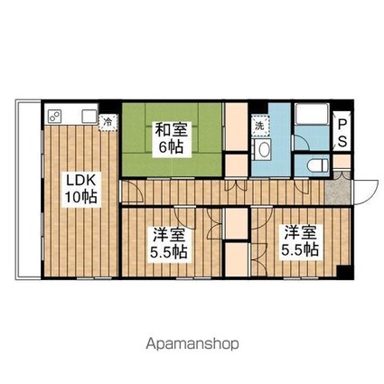 ハープ・スクウェアー[3LDK/66.34m2]の間取図