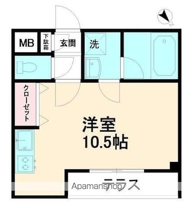 東京都新宿区西新宿５丁目[1R/26.34m2]の間取図