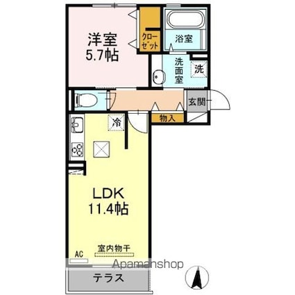 キャルル　Ｂ棟[1LDK/42.93m2]の間取図