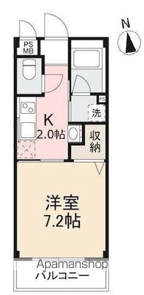 ラ・ヴィータ[1K/26.4m2]の間取図