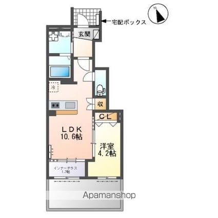 サンライズワン[1LDK/41.98m2]の間取図