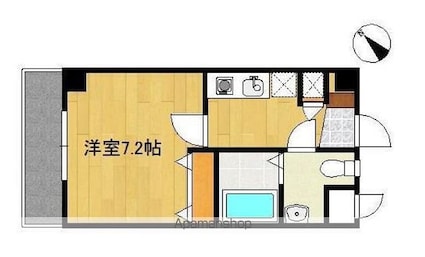 神奈川県横浜市港南区港南中央通[1K/25.37m2]の間取図