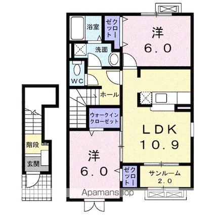 グリーン・フィールズＮⅢ[2LDK/61.71m2]の間取図