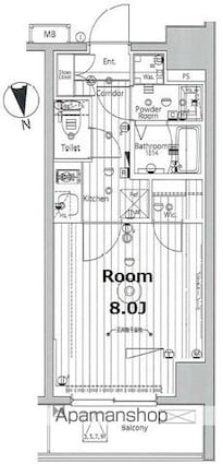 プロスタイルウェルス品川戸越ＭＤ[1K/25.69m2]の間取図