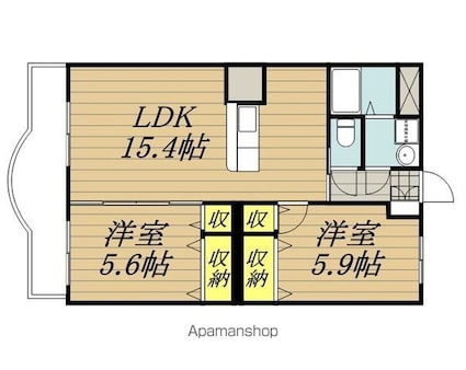 メゾン・ルシオル[2LDK/59.4m2]の間取図