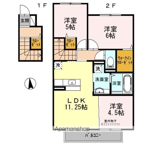 和歌山市中之島のアパートの間取り