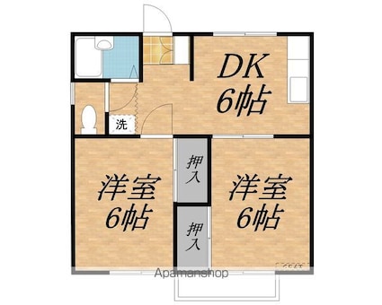 ハイツ松崎Ａ棟[2DK/40.58m2]の間取図