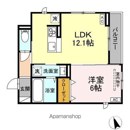 ボヌールＫ[1LDK/42.93m2]の間取図