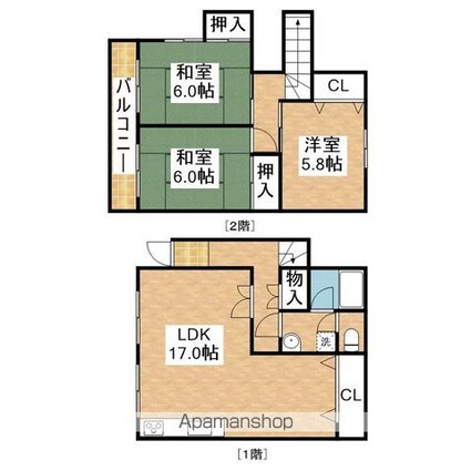 ユニーブル八事タウンハウスＣ棟[3LDK/74.96m2]の間取図