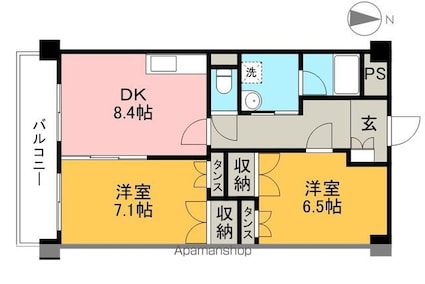 ノースリバーⅡ[2DK/55.51m2]の間取図