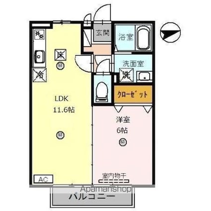コートウィステリア[1LDK/40.29m2]の間取図