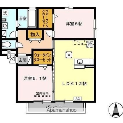 カトル・セゾン[2LDK/61.74m2]の間取図