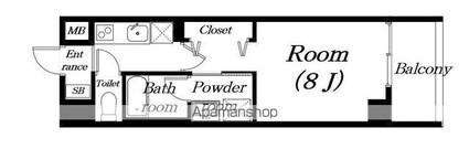 ｆ９９　南草津Ⅱ[1K/26.15m2]の間取図