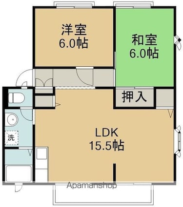 サンライフ柏[2LDK/60.35m2]の間取図