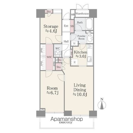 板橋パーク・ホームズ[1SLDK/60.05m2]の間取図