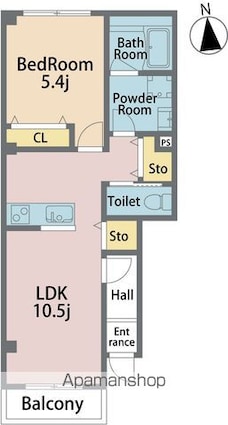 アル・羽ノ浦Ｂ[1LDK/40.34m2]の間取図
