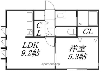 ＢＡＲＲＹ花園（バリーハナゾノ）[1LDK/35.46m2]の間取図