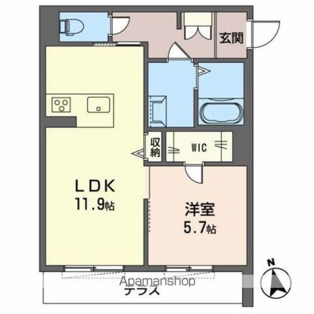 ＢＥＲＥＯ　ＮＡＮＫＡＩＷＡＫＡＹＡＭＡＣＩＴＹ[1LDK/45.73m2]の間取図