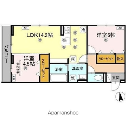 香川県高松市太田下町[2LDK/60.15m2]の間取図