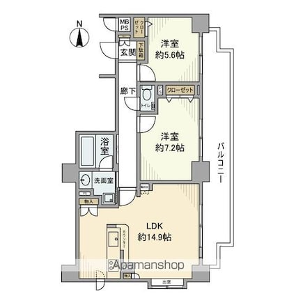 ライオンズシティ三鷹[2LDK/63.72m2]の間取図