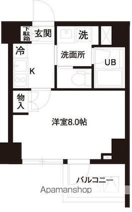 レジディア白金高輪[1K/26.08m2]の間取図