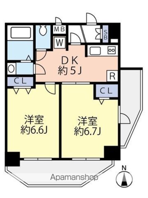 グランヴァン中野江古田[2DK/40.6m2]の間取図
