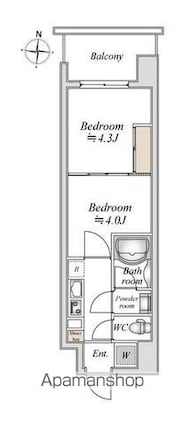 ドゥーエ両国Ⅲ[2K/25.53m2]の間取図