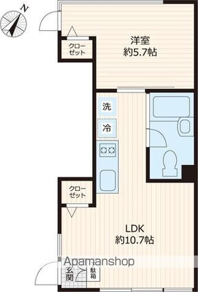 向丘・旬創館[1DK/33.87m2]の間取図