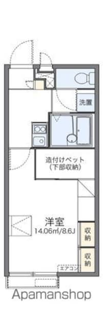 レオパレスフォレスト[1K/23.18m2]の間取図