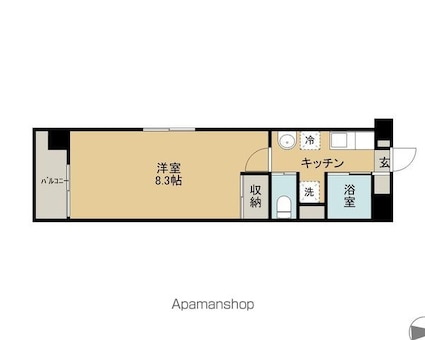 スターリット上杉[1K/24.97m2]の間取図