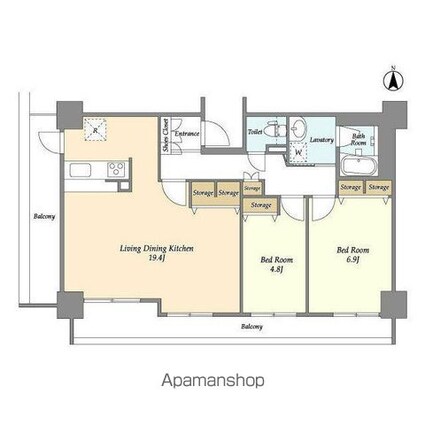 ヒルトップ・スクエアー[2LDK/71.58m2]の間取図