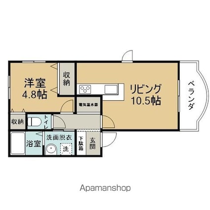 シャガール千富[1LDK/42m2]の間取図