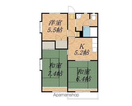 新賀ハイツＡ[3K/52.39m2]の間取図