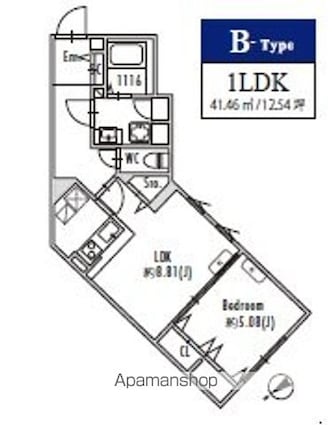 ＧＲＡＮＰＡＳＥＯ下北沢[1LDK/41.46m2]の間取図