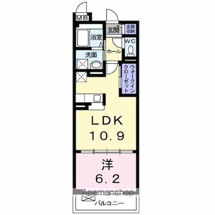 長野県松本市出川町[1LDK/42.06m2]の間取図