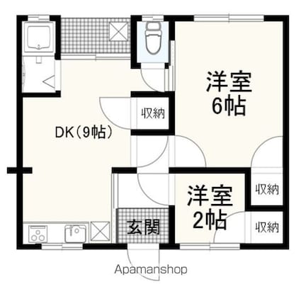秀美荘[2DK/35m2]の間取図