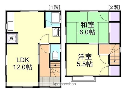 岡山県倉敷市玉島乙島[2LDK/58.77m2]の間取図