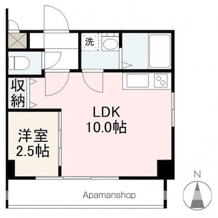 香川県高松市本町[1LDK/30.08m2]の間取図