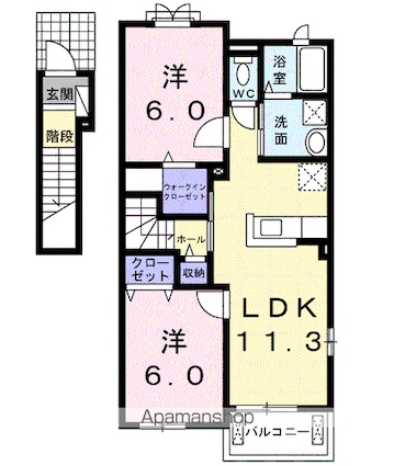 ホープヒルズＡ[2LDK/58.21m2]の間取図