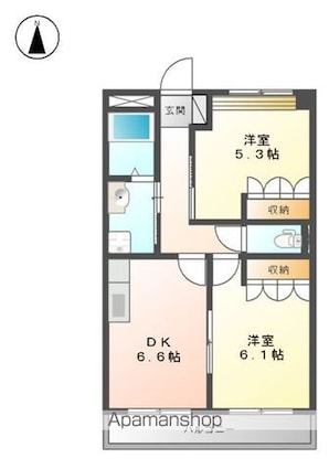 Ｆｏｒｅｓｔ　Ｈｉｌｌｓ（フォレスト　ヒルズ）[2DK/45.63m2]の間取図
