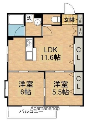 Ｐａｒｋｓｉｄｅ　Ｒｅｓｉｄｅｎｃｅ[2LDK/52.08m2]の間取図