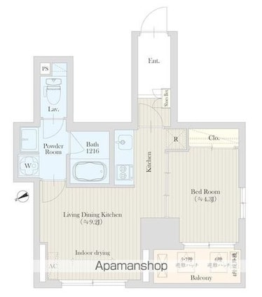 ＨＩＲＯＯ　ＶＩＬＬＡＧＥ[1LDK/34.21m2]の間取図
