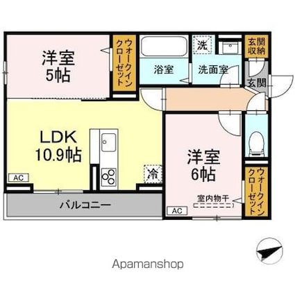 Ｄーｒｅｓｉｄｅｎｃｅ川口Ｂ[2LDK/53.62m2]の間取図