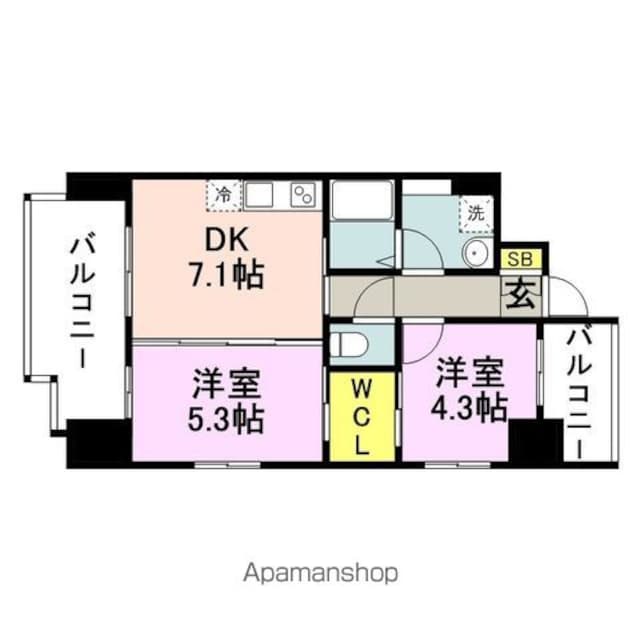 ｓｈｏ　ｓｔｙｌｅ　ＨＡＫＡＴＡ[2DK/41.44m2]の間取図