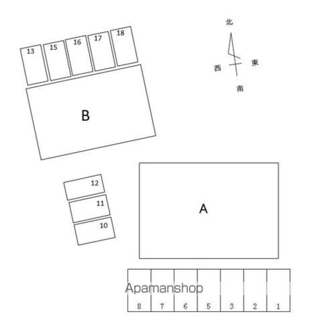 メゾン誠芳Ａ・Ｂ棟[2LDK/52.29m2]の配置図