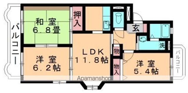 ピースコート[3LDK/62.12m2]の間取図