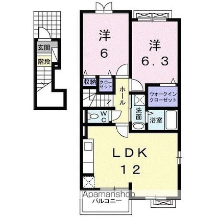 シムリーミナⅢ[2LDK/57.71m2]の間取図