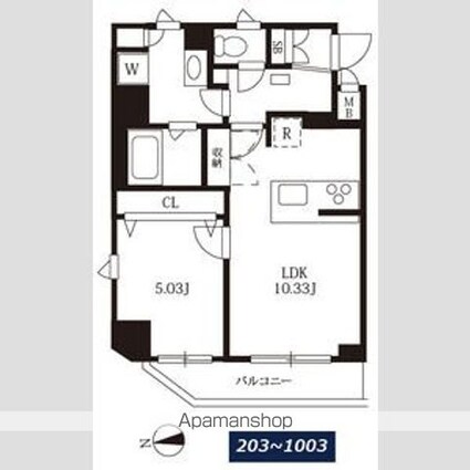 マキシヴ浅草[1LDK/40.45m2]の間取図