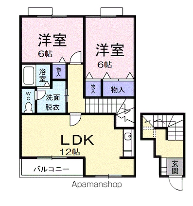 ロンジャルダンⅠ[2LDK/54.42m2]の間取図